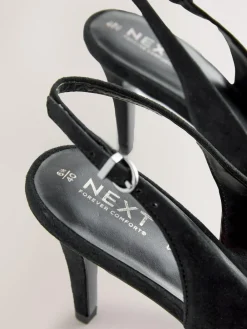 Best Next Forever Comfort® Leather Pointed Cutout Bow Slingback Heels Black Suede