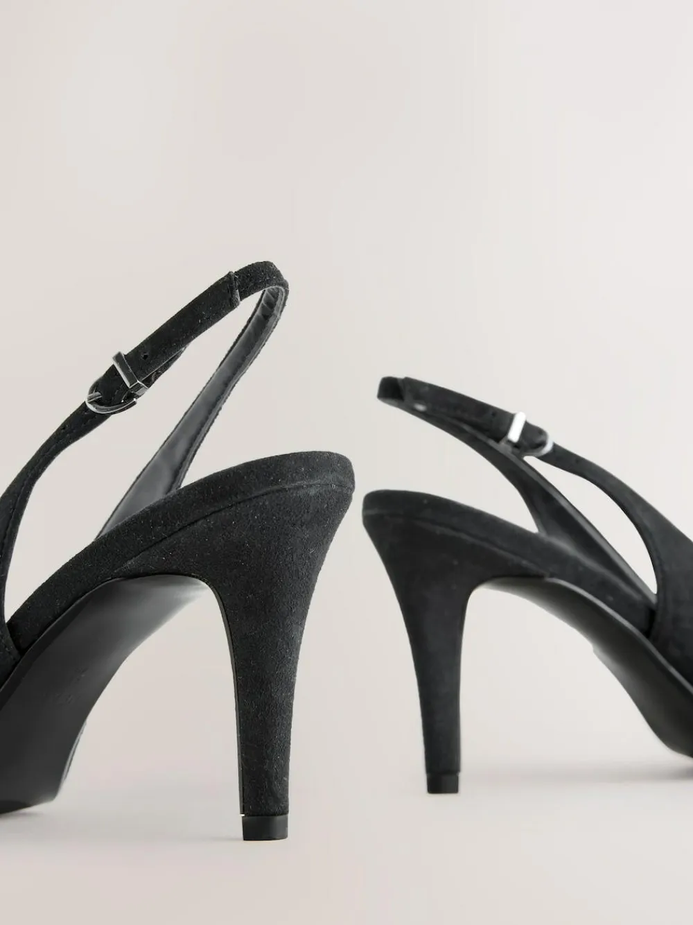 Best Next Forever Comfort® Leather Pointed Cutout Bow Slingback Heels Black Suede