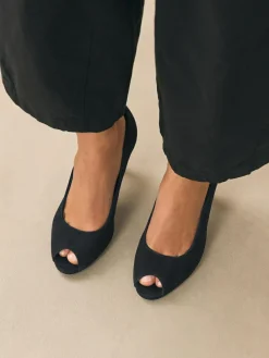 Next Premium Leather Peep Toe Heels^Women Heels