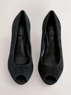 Next Premium Leather Peep Toe Heels^Women Heels