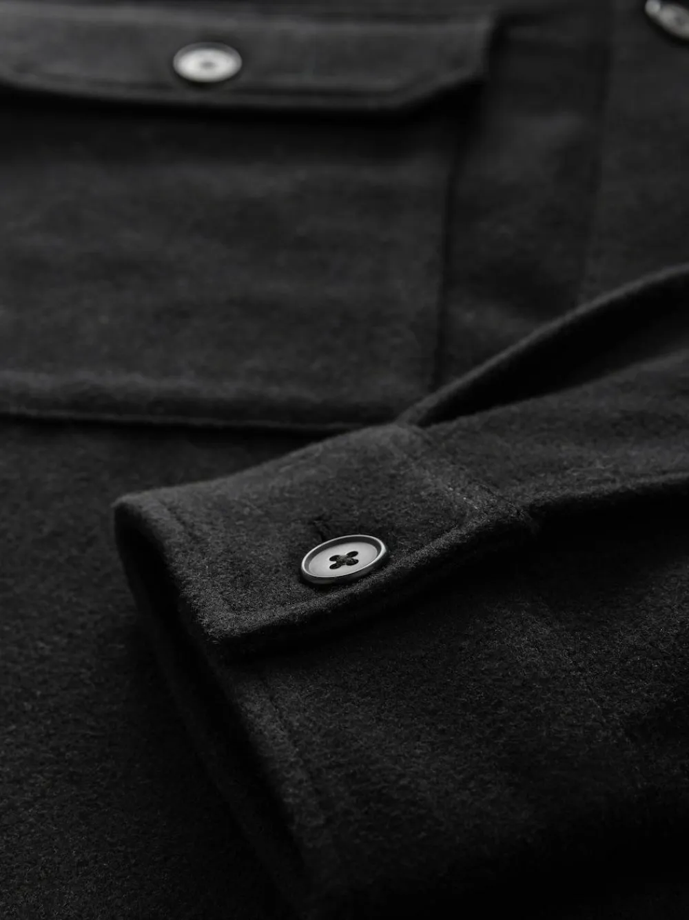 New Next Twin Pocket Shacket Overshirt with Wool Black