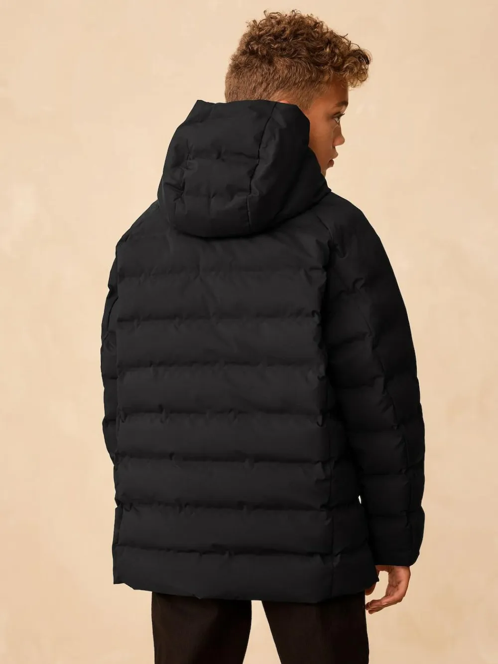 New Next Waterproof Midweight Hooded Jacket (3-17yrs) Black