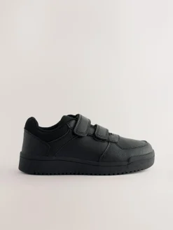 Hot Next Black Wide Fit (G) 3 Straps Touch Fastening School Shoes