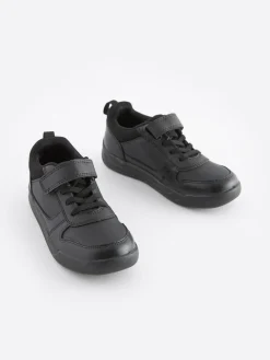 Next Black Wide Fit (G) Elastic Lace School Trainers^BOY School Shoes|Boys Shoes