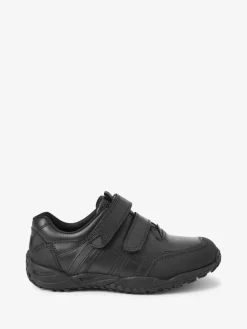 Sale Next Black Wide Fit (G) Leather Touch Fastening School Shoes