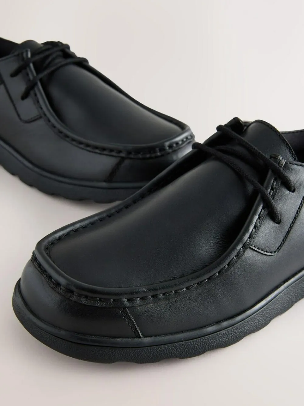 Outlet Next Black Wide Fit (G) Leather Lace Up School Shoes