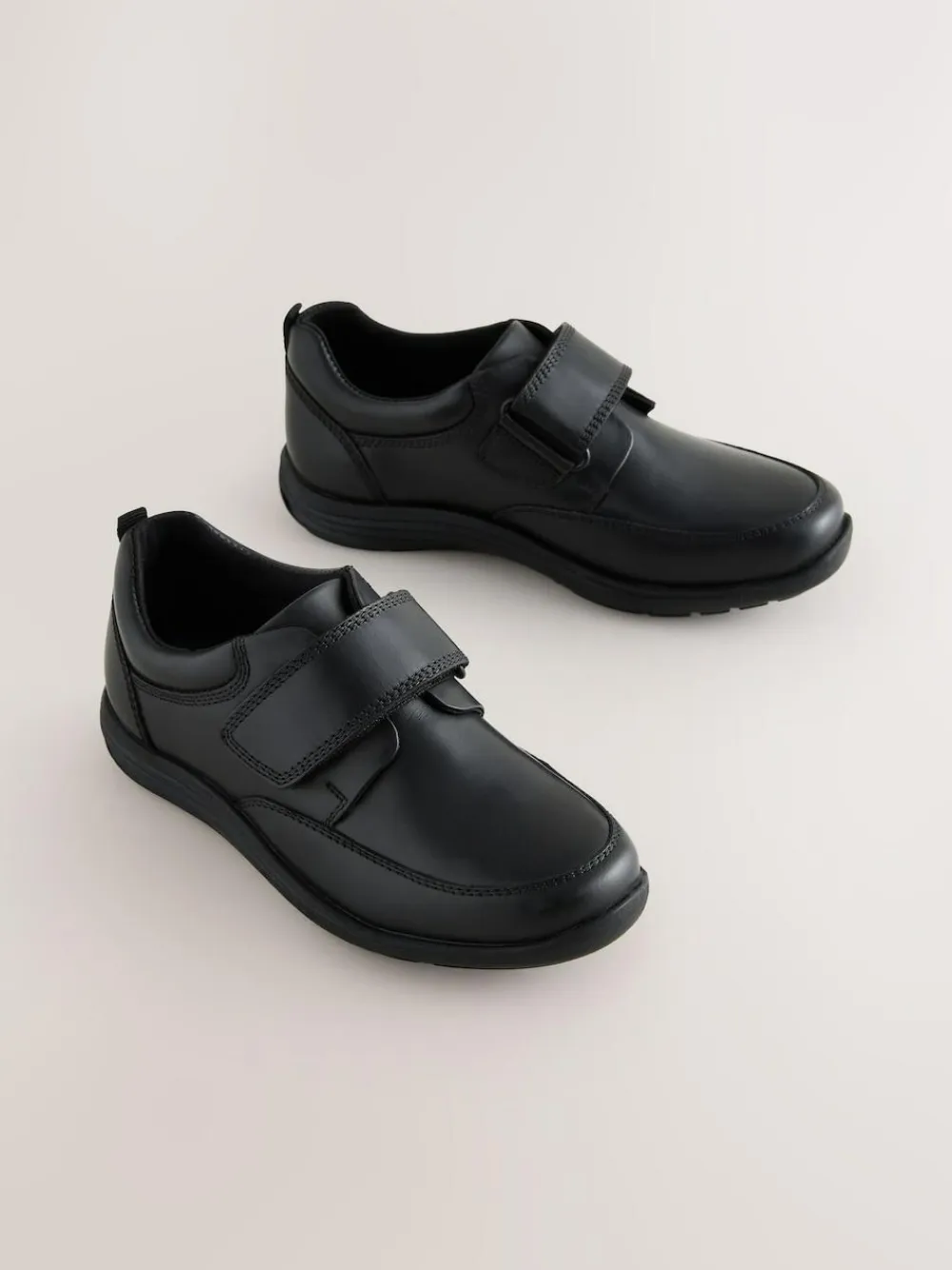 Next Black Wide Fit (G) Leather 1 Strap Touch Fastening School Shoes^BOY School Shoes|Boys Shoes
