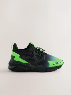 Next Black Wide Fit (G) Minecraft Elastic Lace Trainers^BOY Sneakers