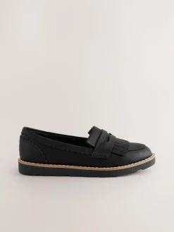 New Next Black Wide Fit (G) School Loafers
