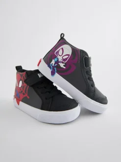 Next Black Wide Fit (G) Spidey and Friends Elastic Lace Touch Fastening Boots^BOY Baby Boots|Boots