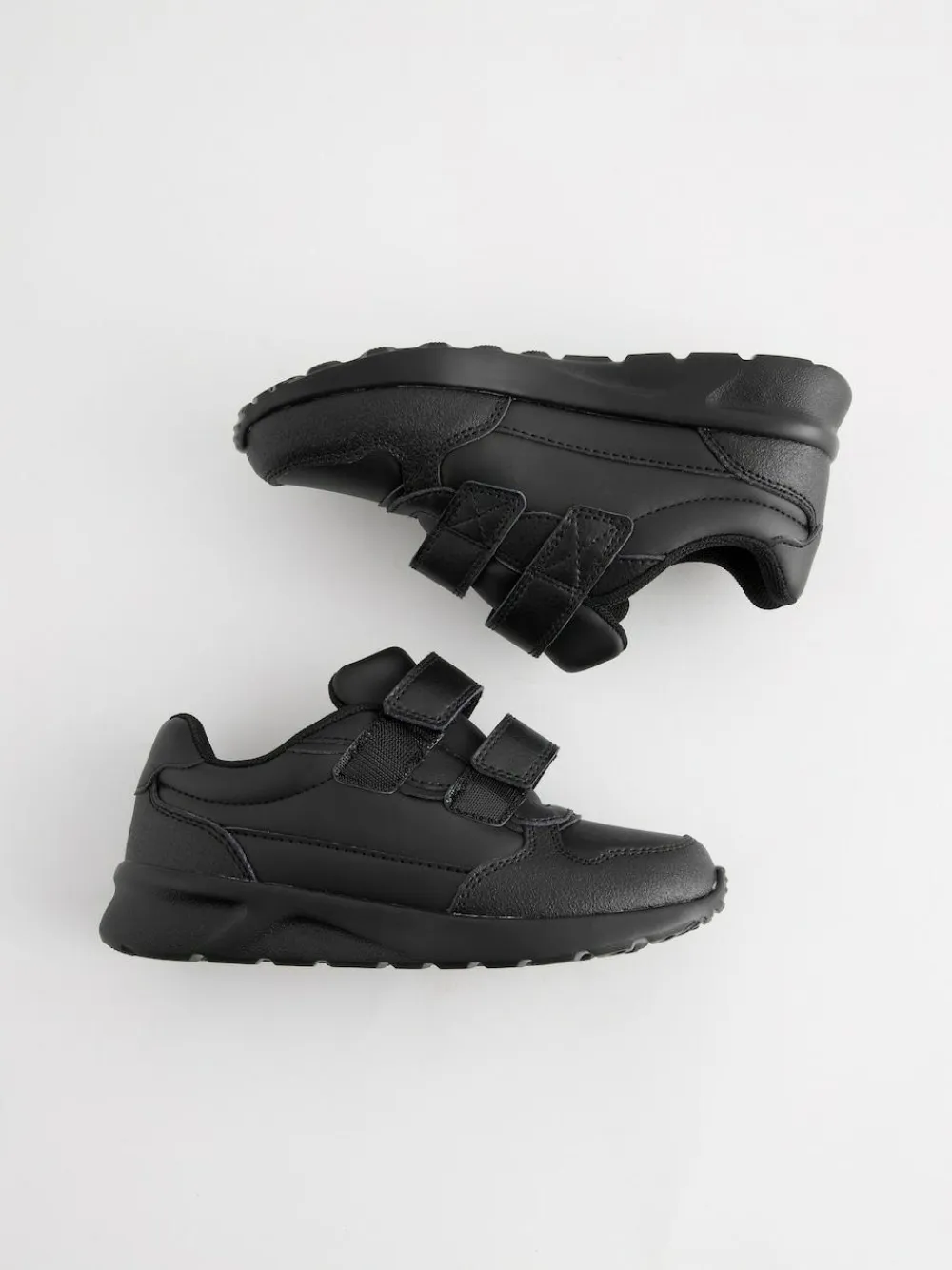 Hot Next Black Wide Fit (G) Touch Fastening Leather School Shoes