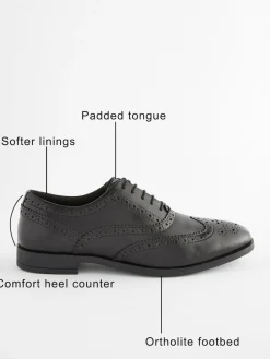 Discount Next Wide Fit Leather Oxford Brogue Shoes Black