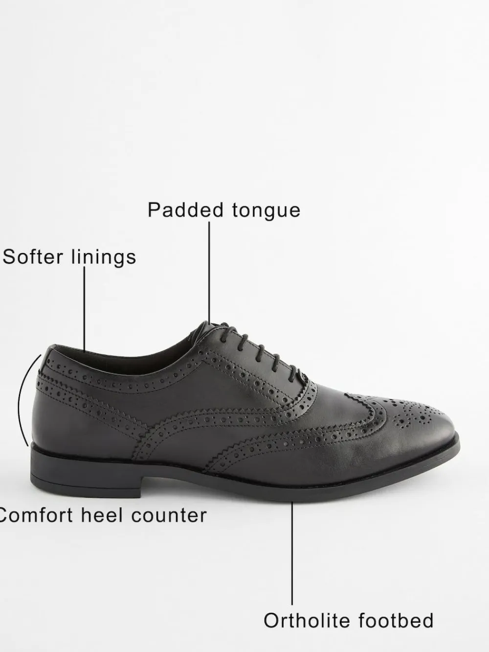 Discount Next Wide Fit Leather Oxford Brogue Shoes Black
