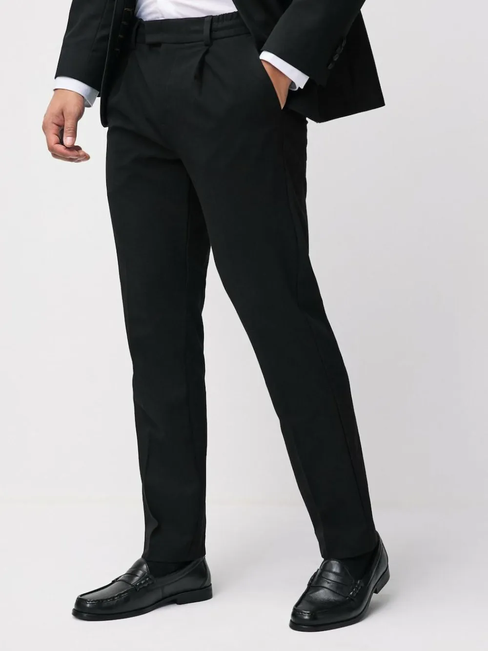 Next Wide Fit Leather Penny Loafers Black