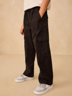Outlet Next Wide Fit Woven Cargo Trousers (3-16yrs) Black