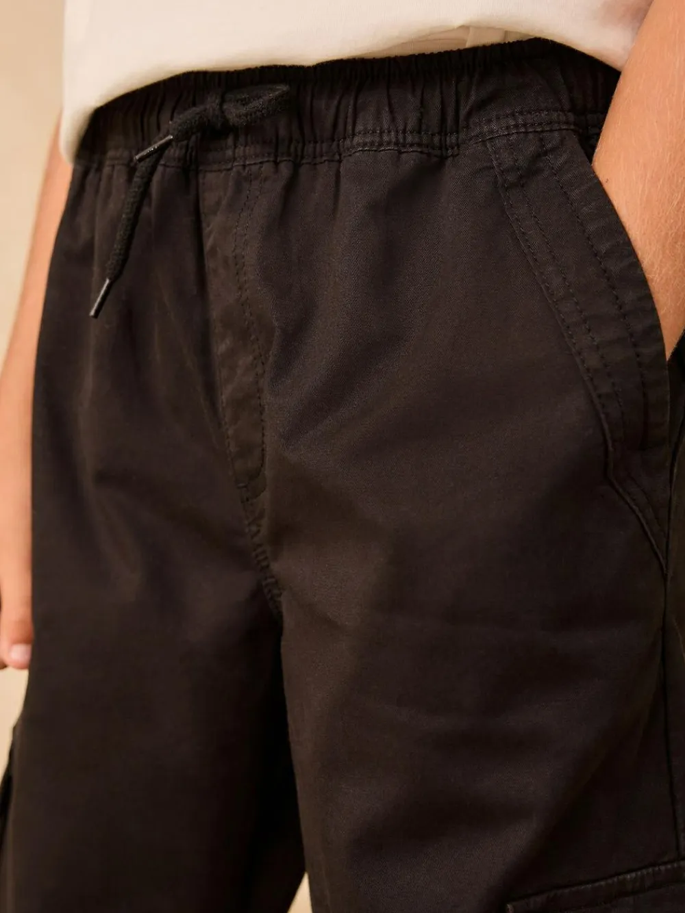Outlet Next Wide Fit Woven Cargo Trousers (3-16yrs) Black