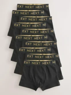 Next Black with Gold Waistband Trunks 10 Pack (1.5-16yrs)^BOY Underwear