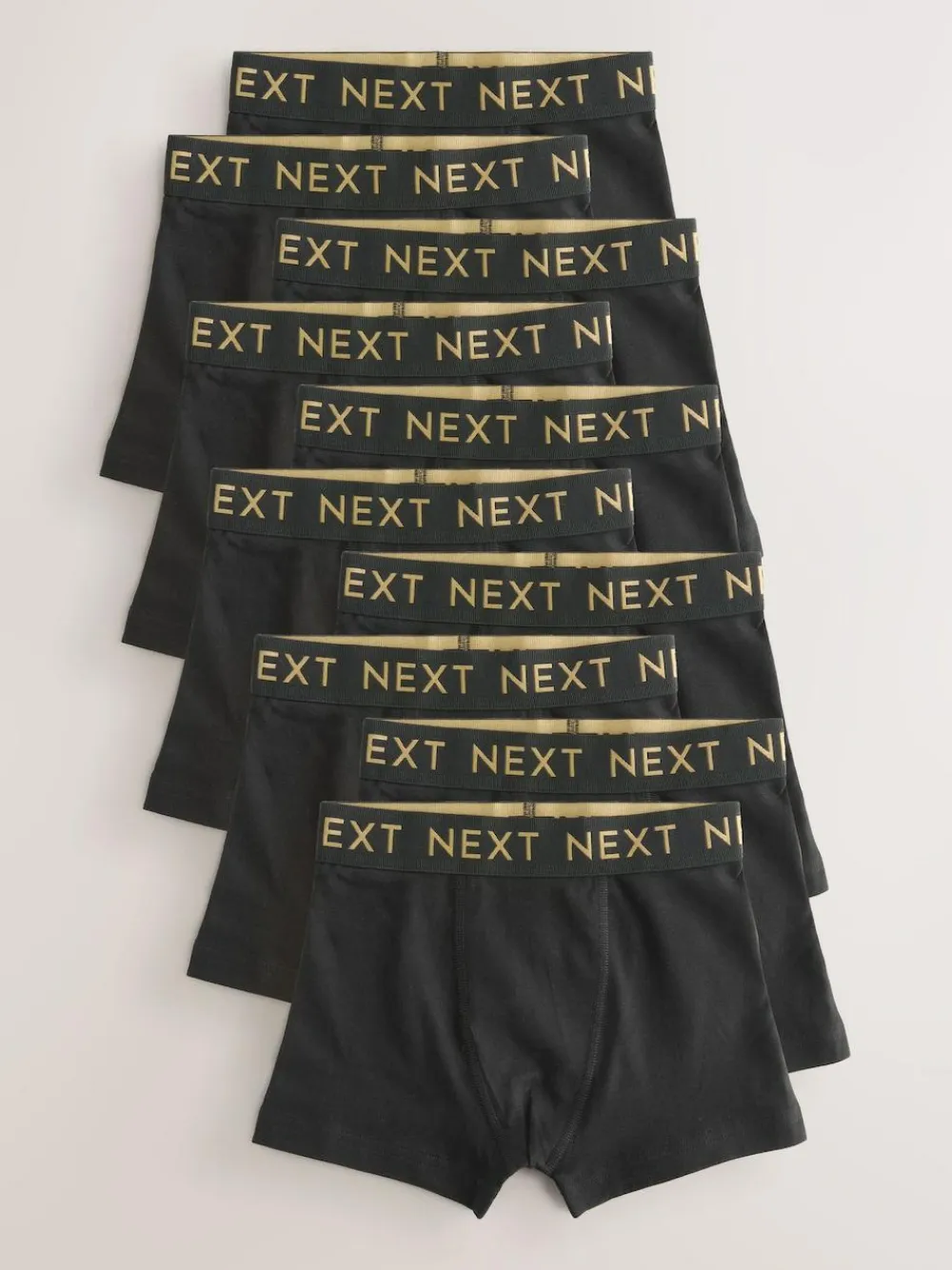 Next Black with Gold Waistband Trunks 10 Pack (1.5-16yrs)^BOY Underwear