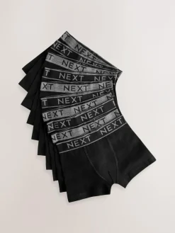 Next Black with Grey Waistband Trunks 10 Pack (1.5-16yrs)^BOY Multipacks|Underwear