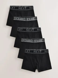 Outlet Next Black with Grey Waistband Trunks 5 Pack (1.5-16yrs)