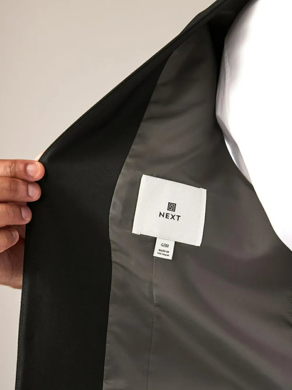 Next Black Wool Blend Motion Flex Suit Waistcoat