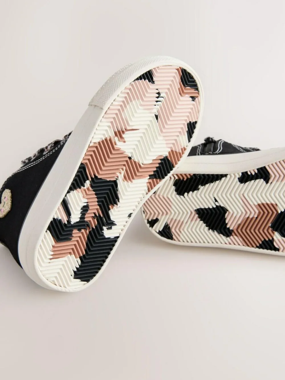 New Next Black/Animal Standard Fit (F) High Top Trainers