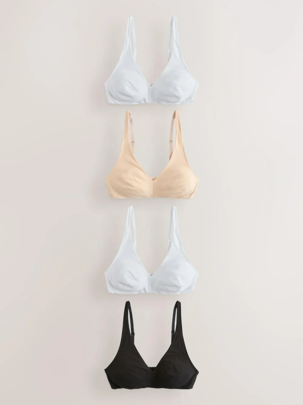 Sale Next Black/Black/White/Praline Nude Non Pad Non Wire Cotton Bras 4 Pack