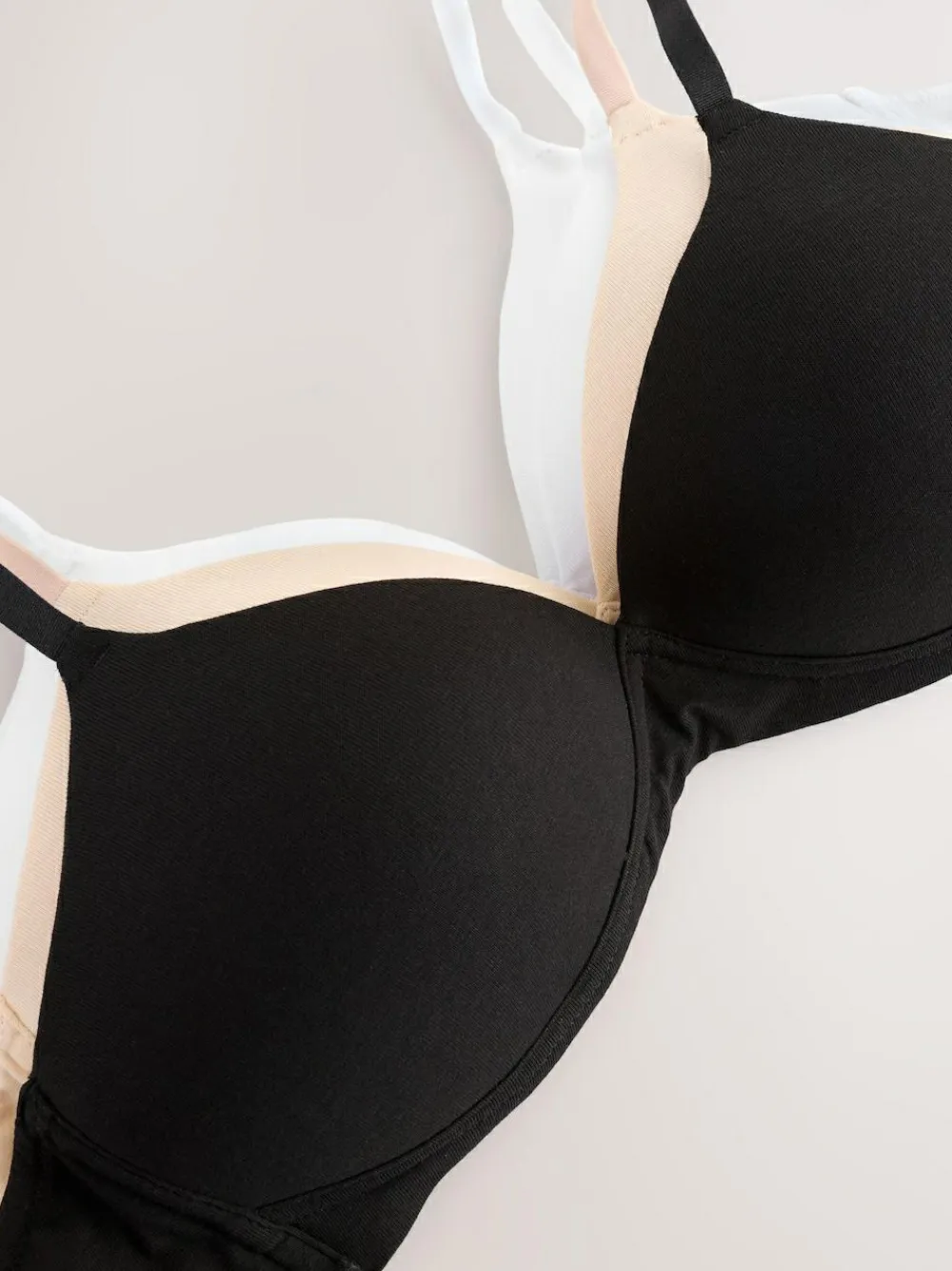 Clearance Next Black/Black/White/Praline Nude Pad Non Wire Cotton Bras 4 Pack