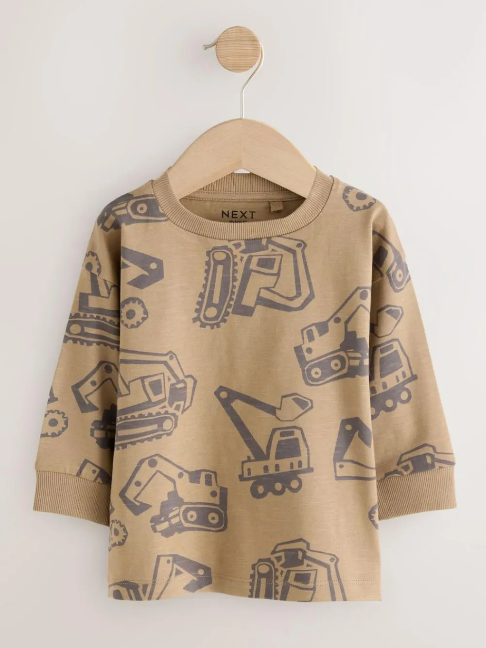 Next Black/Brown Digger Long Sleeve Graphic Print T-Shirts 3 Pack (3mths-7yrs)^BOY Baby Boys|Baby Boys