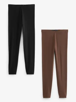 Next Full Length Leggings 2 Pack Black/Brown