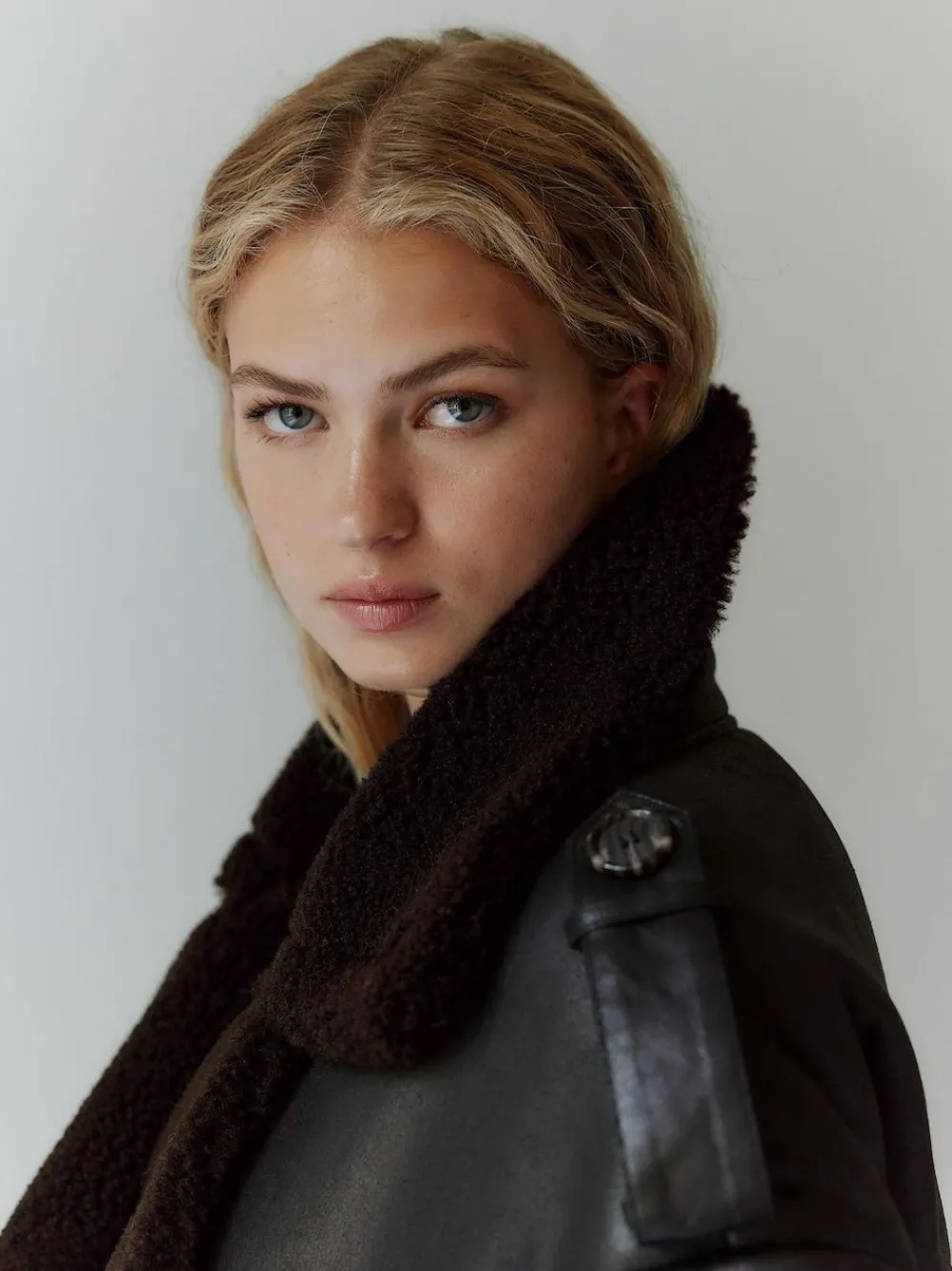 Discount Next Black/Chocolate Brown Faux Shearling Cropped Aviator Jacket