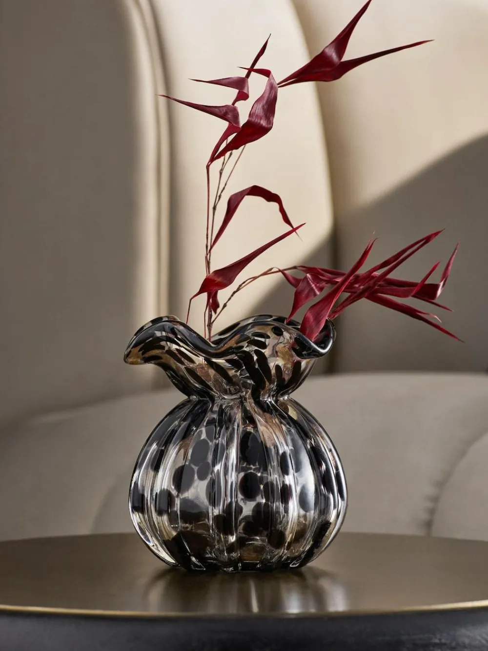 Online Next Mini Confetti Glass Flower Vase Black/Gold