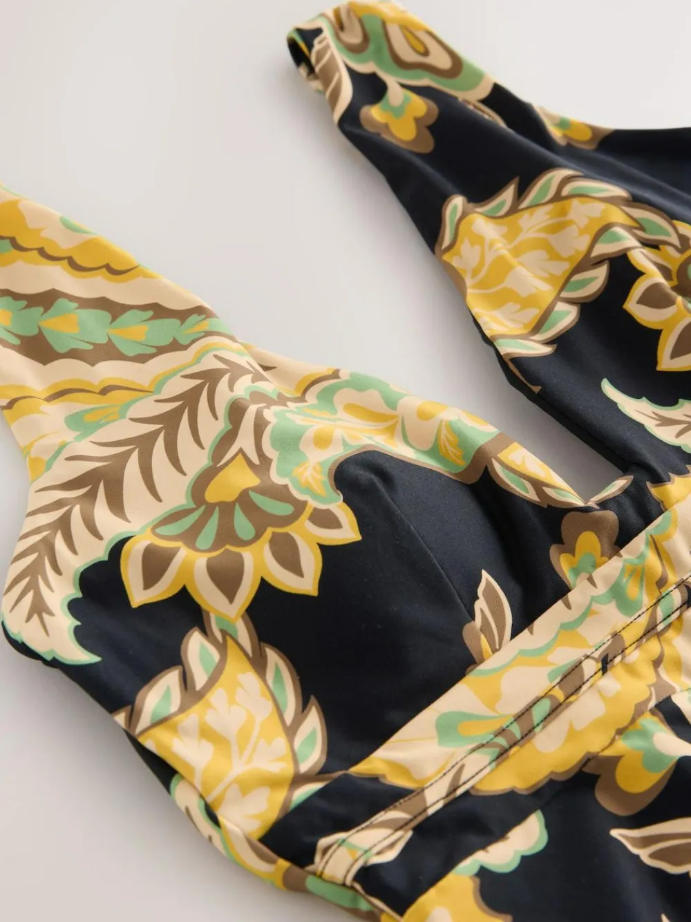 Next Black/Green Paisley Plunge Shaping Tummy Control Swimsuit^Women Swimwear