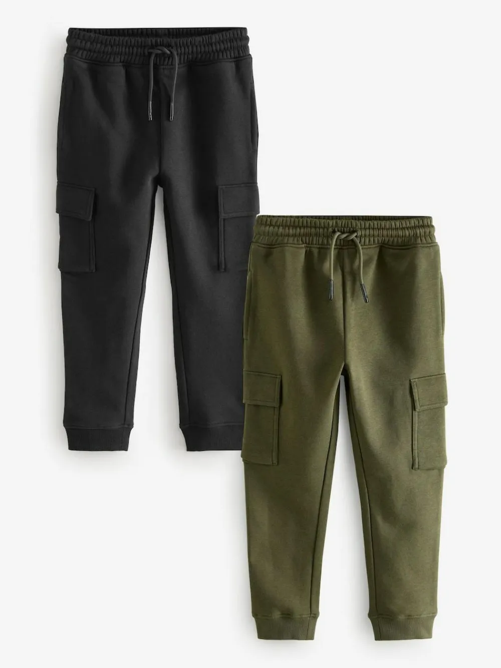 Next Slim Fit Cargo Joggers 2 Pack (3-16yrs) Black/Green