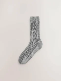 Discount Next Black/Grey Heavyweight Thermal Cable Socks 2 Pack