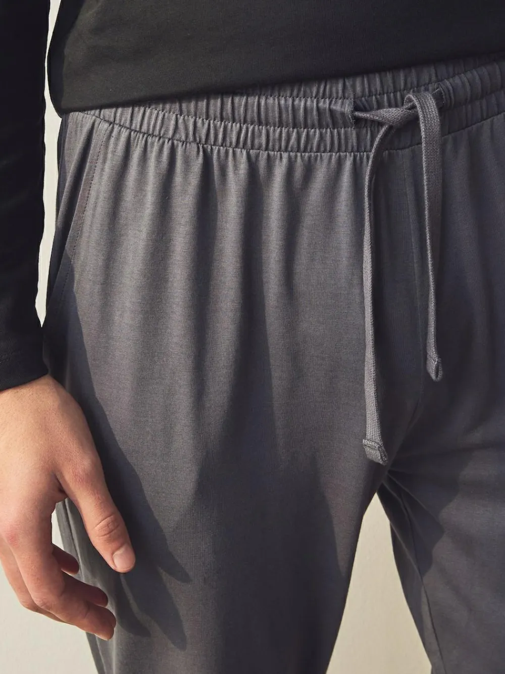 Next Black/Grey Long Sleeve Cuffed 100% Cotton Pyjamas^ Pyjamas|Nightwear