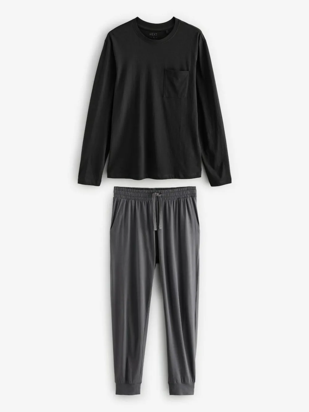 Next Black/Grey Long Sleeve Cuffed 100% Cotton Pyjamas^ Pyjamas|Nightwear