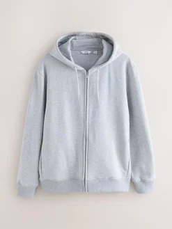 Best Next Black/Grey Marl Cotton Rich Heavyweight Jersey Full Zip Hoodies 2 Pack