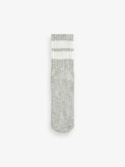 New Next Black/Grey Stripe Cushion Sole Ribbed Sport Ankle Socks 3 Pack With Arch Support