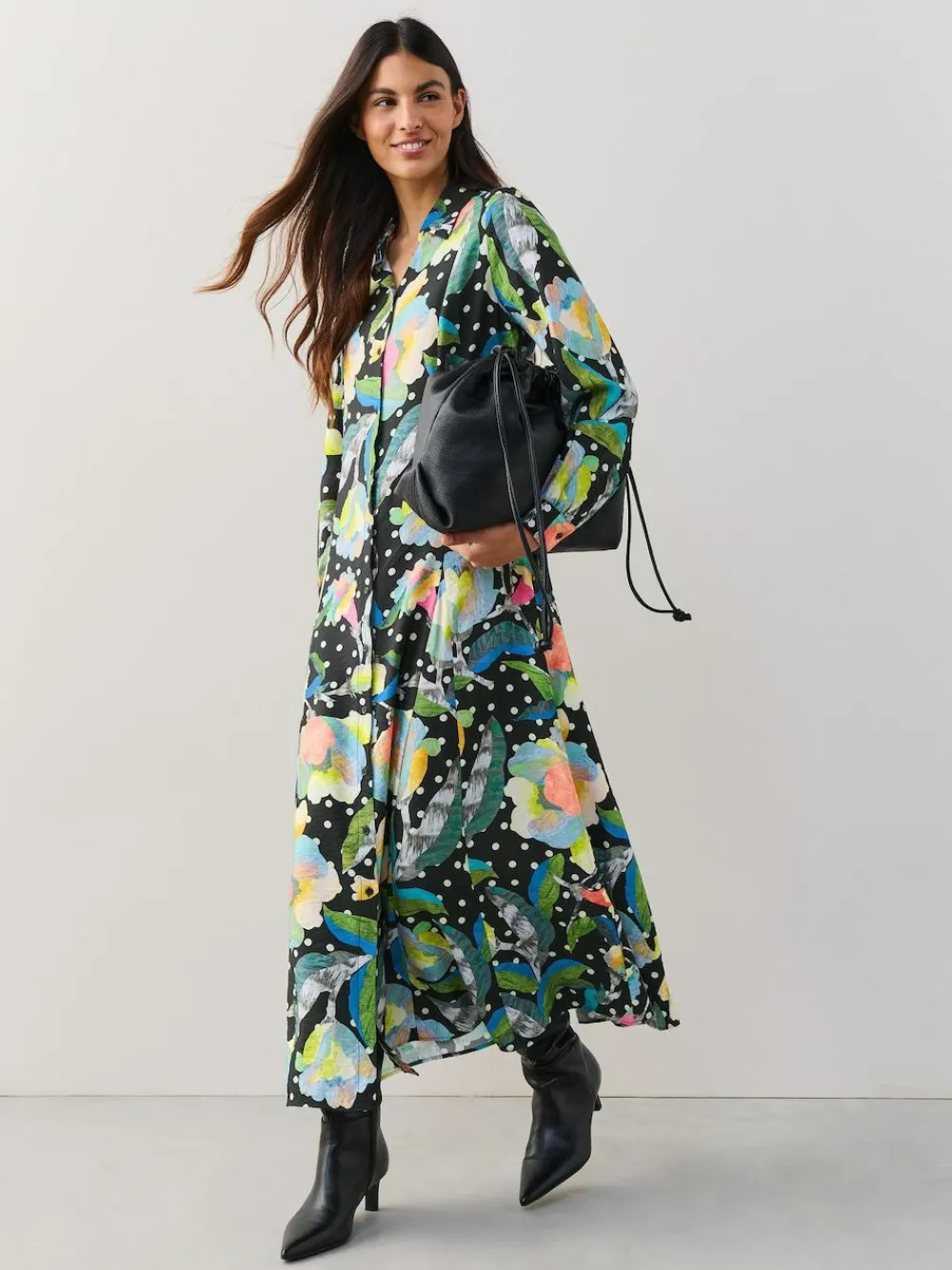 Next Long Sleeve Midi Shirt Dress^Women Midi Dresses