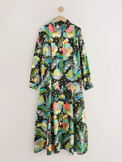 Next Long Sleeve Midi Shirt Dress^Women Midi Dresses