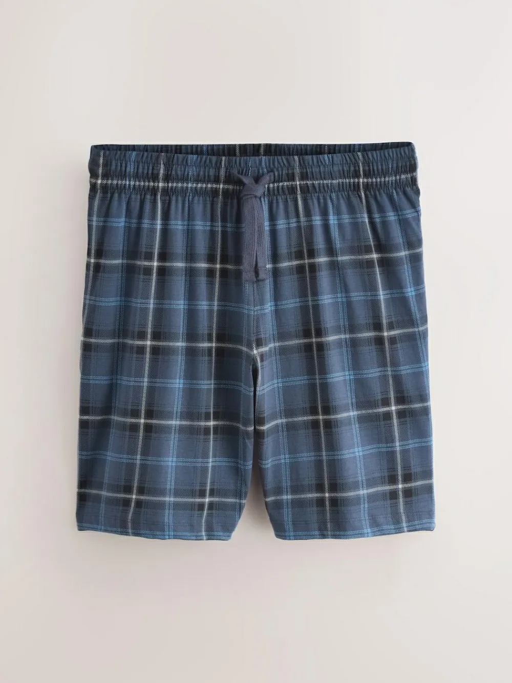 Outlet Next Black/Navy Blue Check Short Sleeve Jersey Pyjamas Set 2 Pack