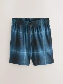 Clearance Next Black/Navy Blue Jersey Check Short Sleeve Pyjamas Set 3 Pack