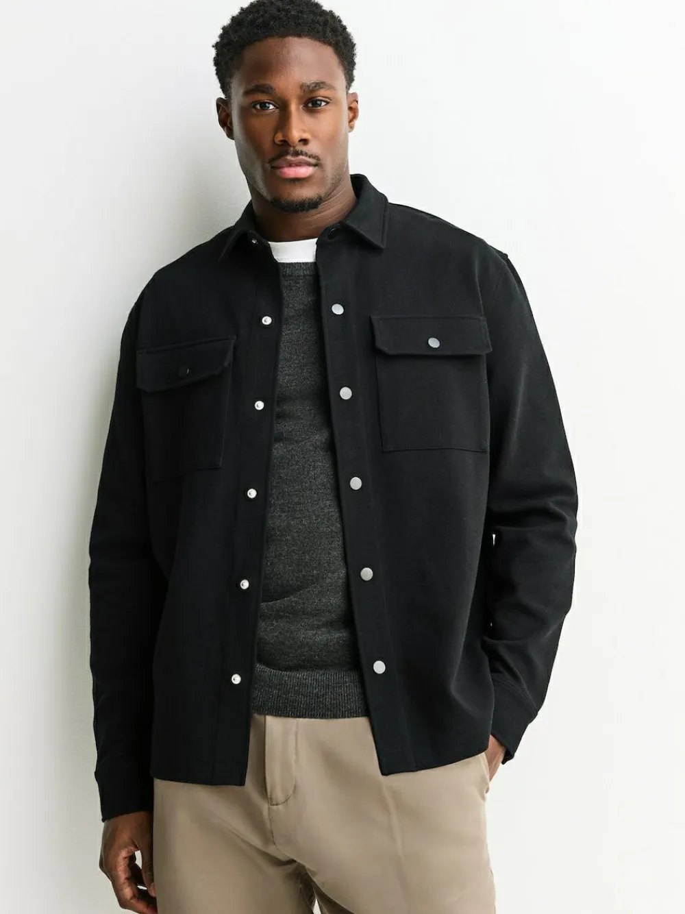 Sale Next Jersey Twill Popper Shackets 2 Pack Black/Navy Blue
