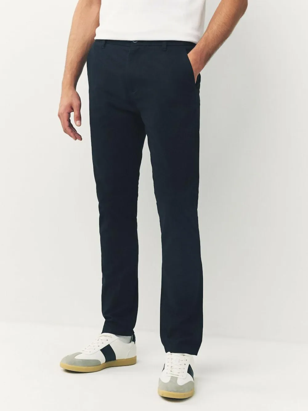 Best Next Black/Navy/Stone/Blue Slim Stretch Chino Trousers 4 Pack