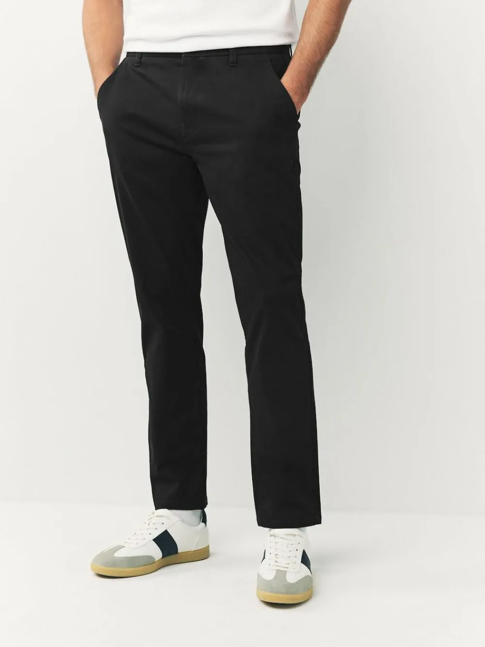 Best Next Black/Navy/Stone/Blue Slim Stretch Chino Trousers 4 Pack