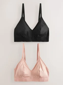 Hot Next Bralette DD+ Ultimate Comfort Non Wire Bralettes 2 Pack Black/Nude