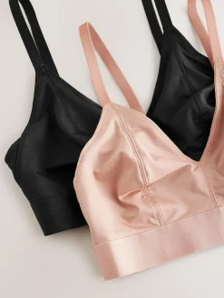 Hot Next Bralette DD+ Ultimate Comfort Non Wire Bralettes 2 Pack Black/Nude