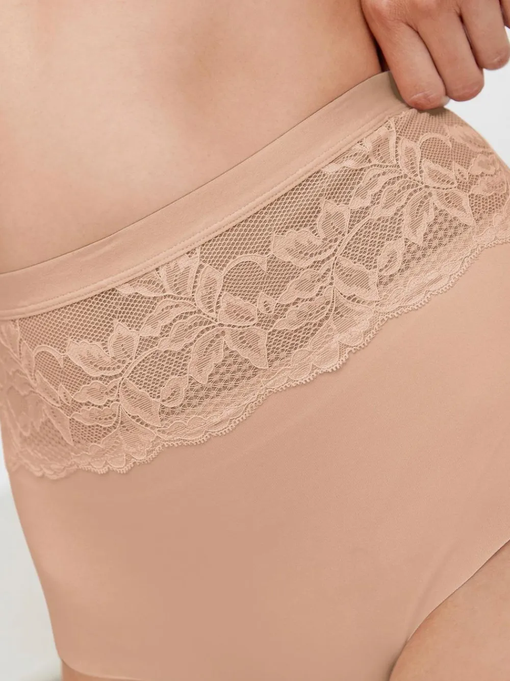 Next Black/Nude High Waist Lace Tummy Control Light Shaping Knickers 2 Pack