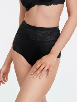 Next Black/Nude High Waist Lace Tummy Control Light Shaping Knickers 2 Pack